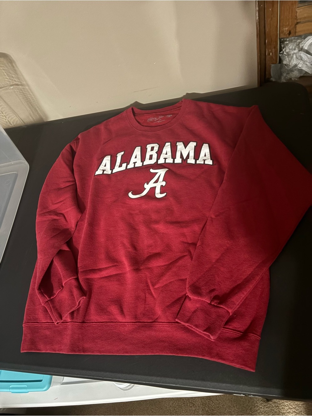 Varsity Alabama Red Crewneck Sweatshirt with White Lettering